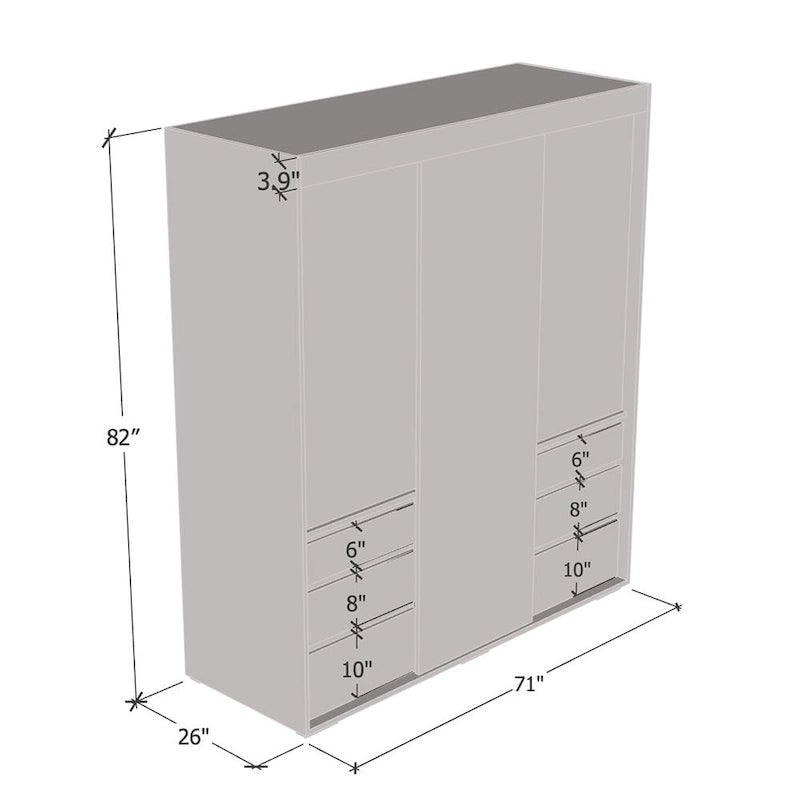 Armoire de style moderne à trois portes de 180 cm
