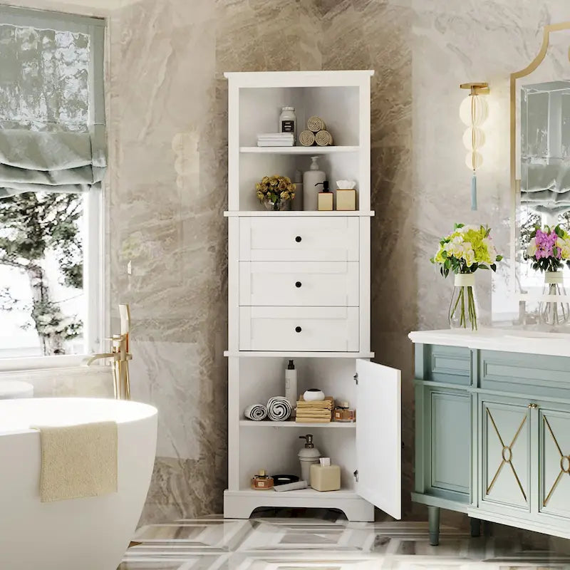 Meuble haut d'angle triangulaire pour salle de bain