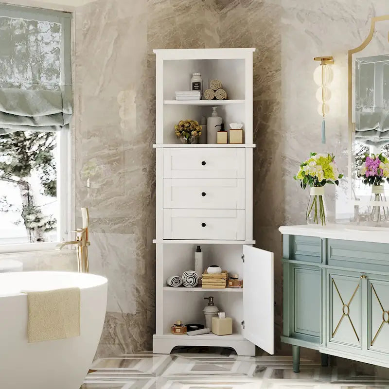 Meuble haut d'angle triangulaire pour salle de bain