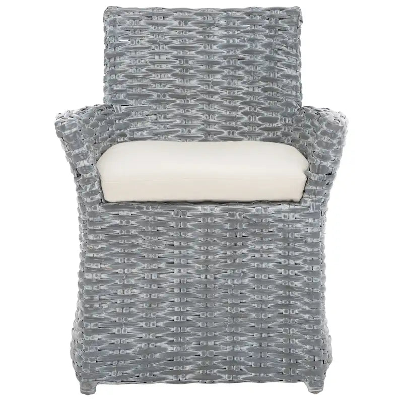 Fauteuil en osier gris délavé