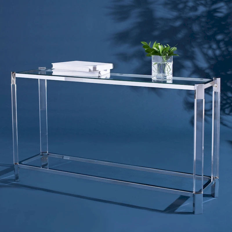 Console de salon SAFAVIEH Couture Orveig en acrylique – 52 L x 15 l x 29 H – 52Lx15Px29H