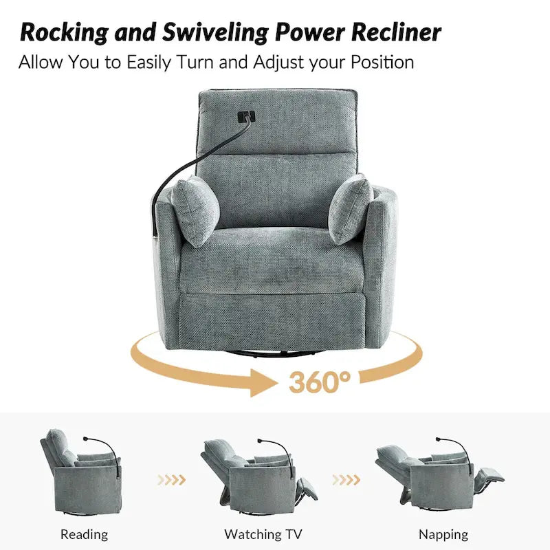 Fauteuil relax électrique/inclinable pour bébé avec fonction de pivotement