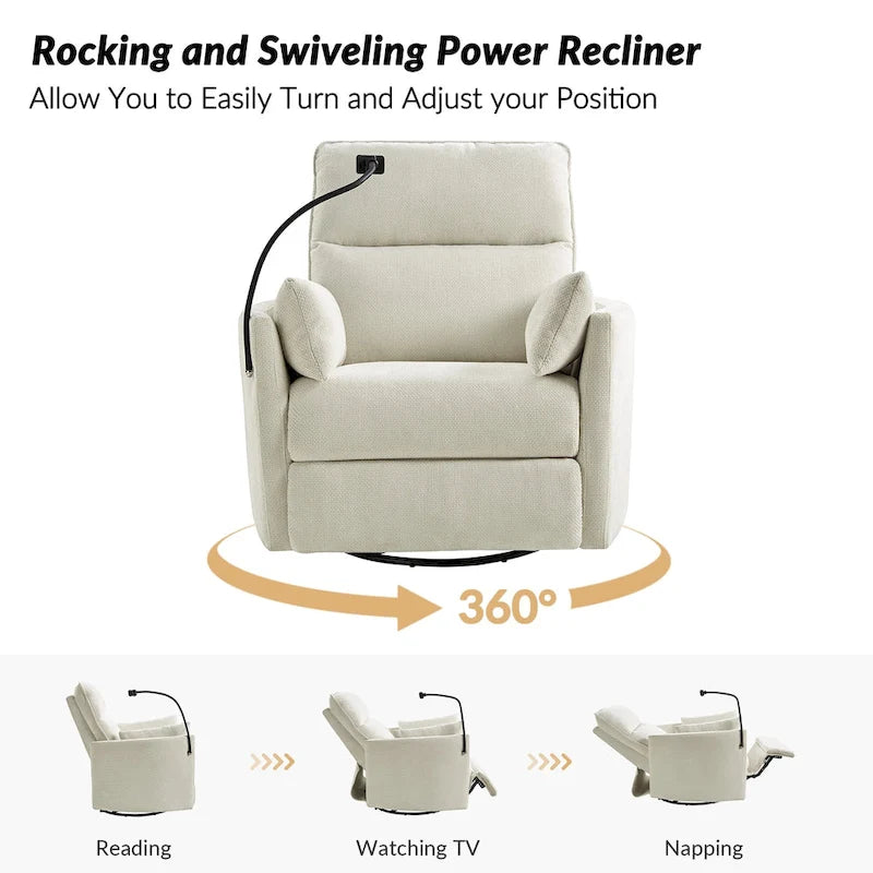 Fauteuil relax électrique/inclinable pour bébé avec fonction de pivotement