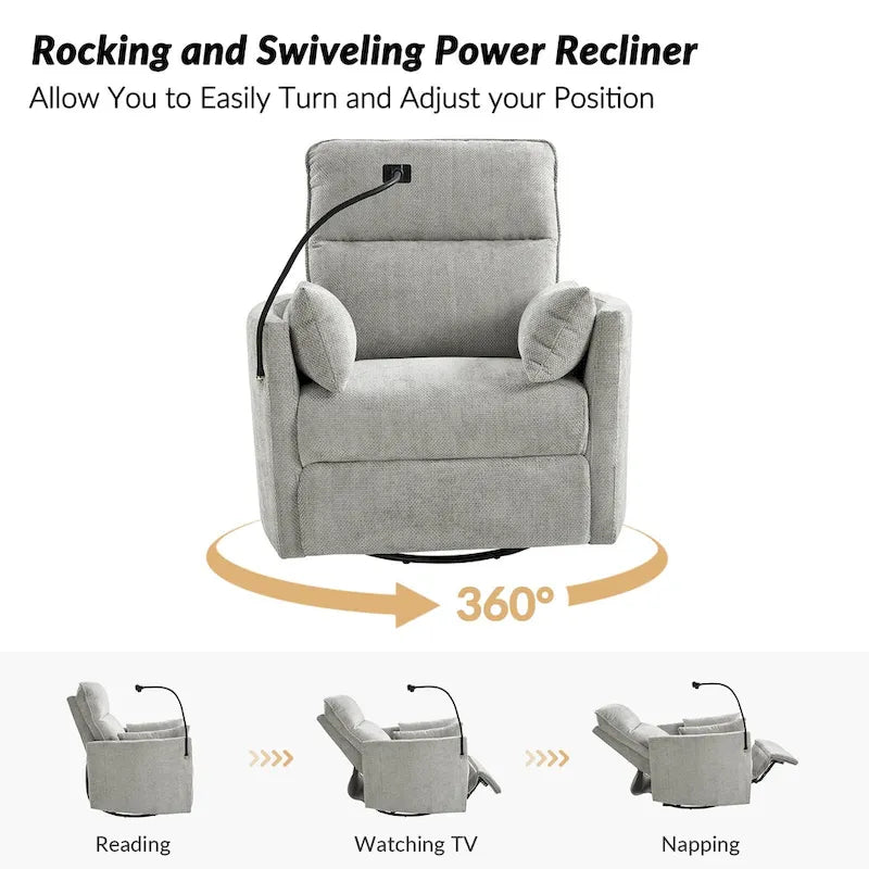 Fauteuil relax électrique/inclinable pour bébé avec fonction de pivotement