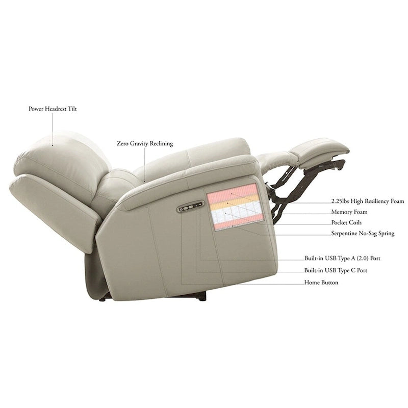 Electric reclining leather sofa