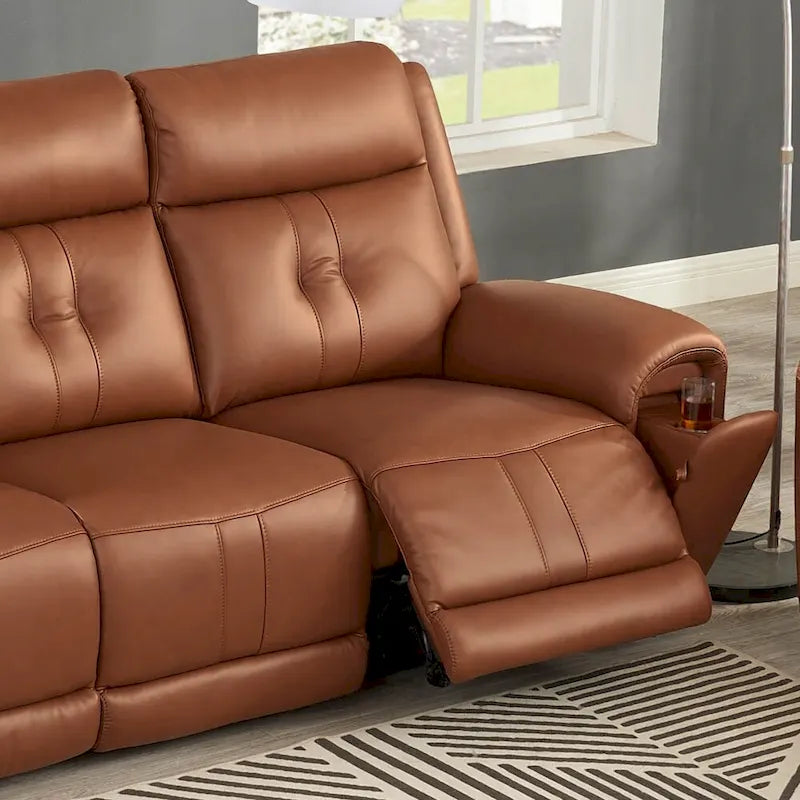 Electric reclining leather sofa
