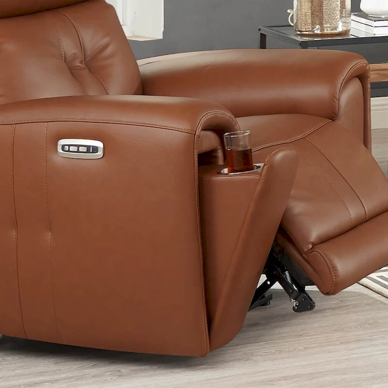 Electric reclining leather sofa