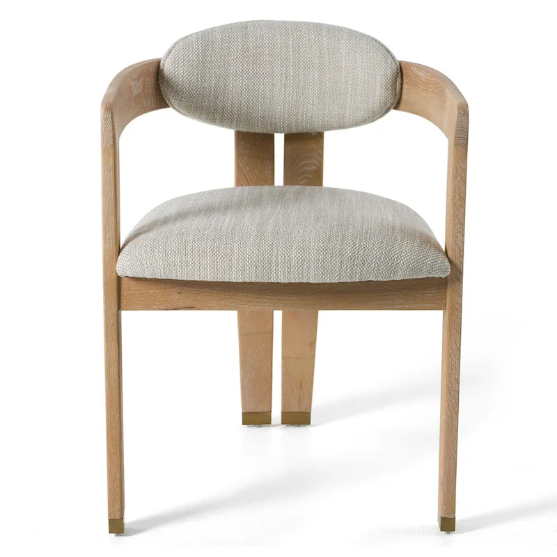 Chaises de salle à manger en tissu blanc cassé et chêne blanchi