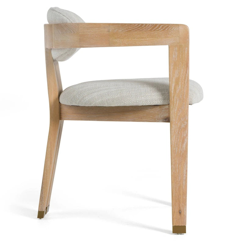 Chaises de salle à manger en tissu blanc cassé et chêne blanchi