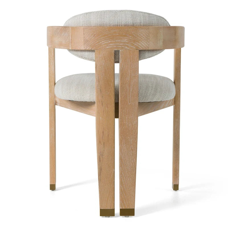 Chaises de salle à manger en tissu blanc cassé et chêne blanchi