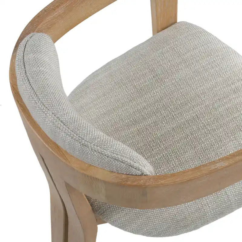 Chaises de salle à manger en tissu blanc cassé et chêne blanchi