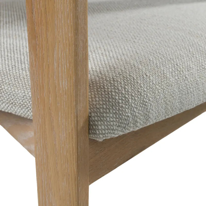 Chaises de salle à manger en tissu blanc cassé et chêne blanchi