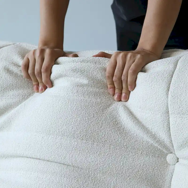 Canapé en velours, pouf géant