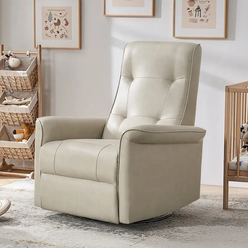 Valentin Modern Faux Leather Swivel Power Recliner with USB Ports by HULALA HOME