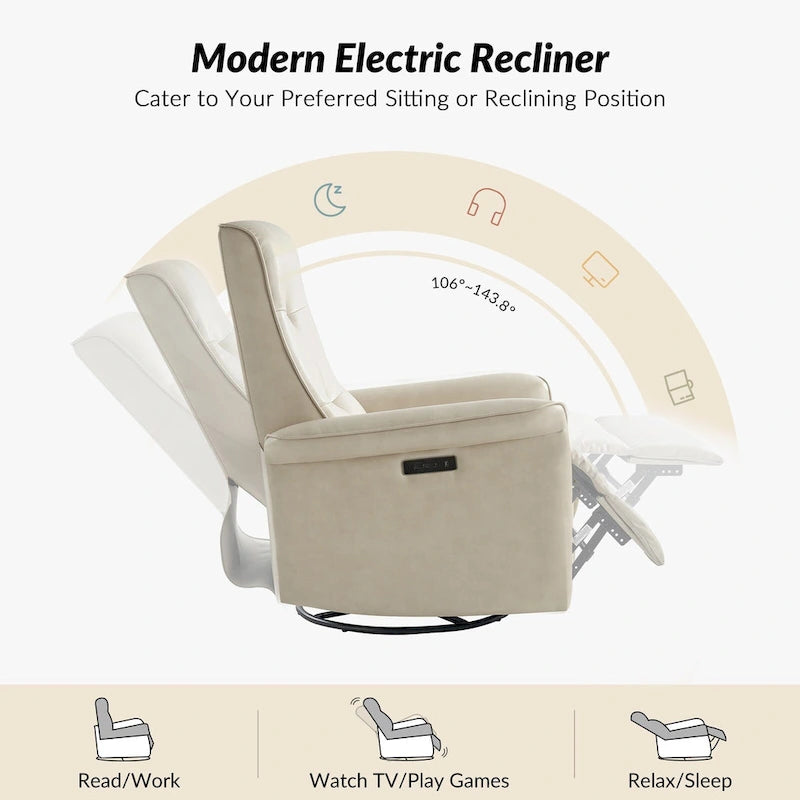 Fauteuil inclinable électrique pivotant moderne en similicuir