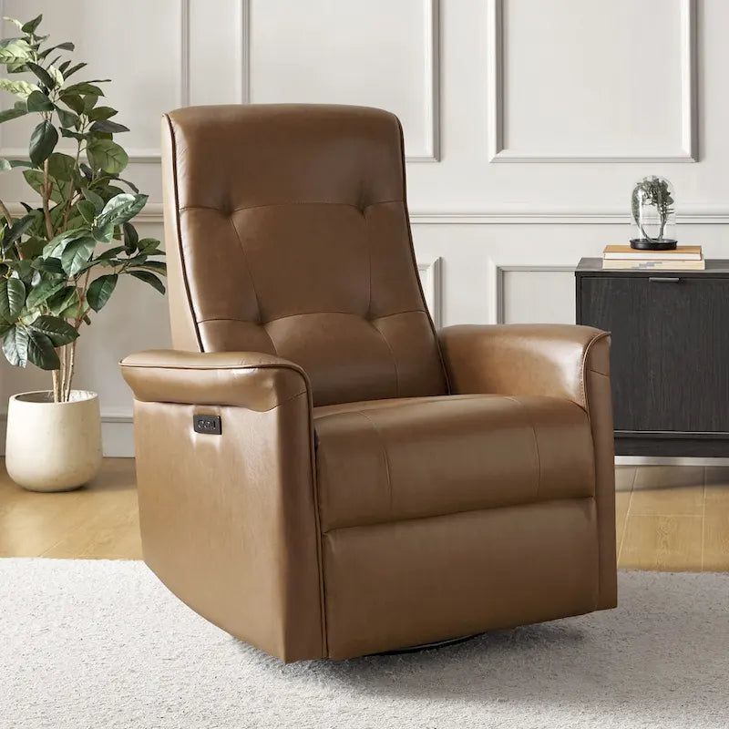 Fauteuil inclinable électrique pivotant moderne en similicuir