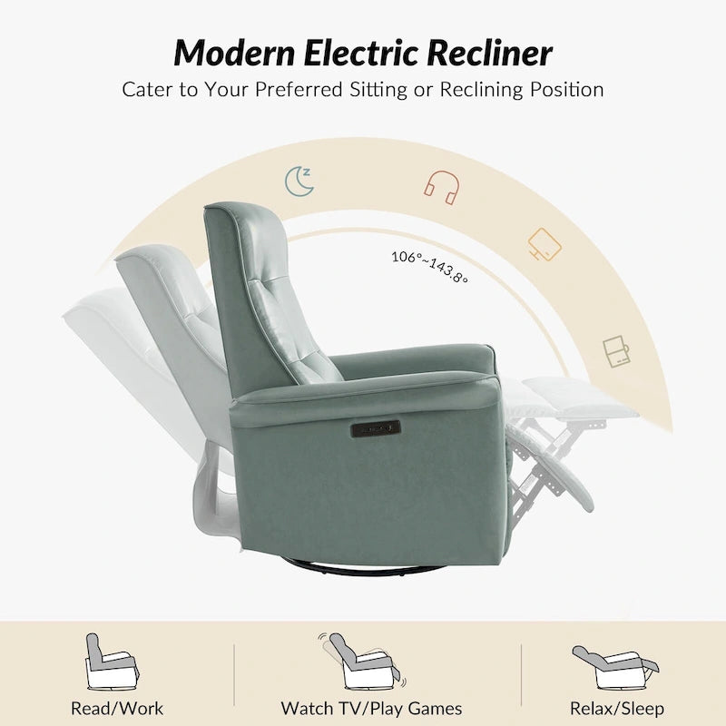 Fauteuil inclinable électrique pivotant moderne en similicuir
