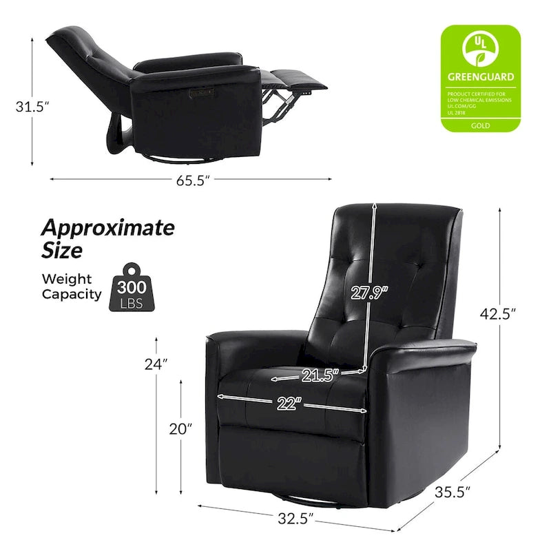 Fauteuil inclinable électrique pivotant moderne en similicuir
