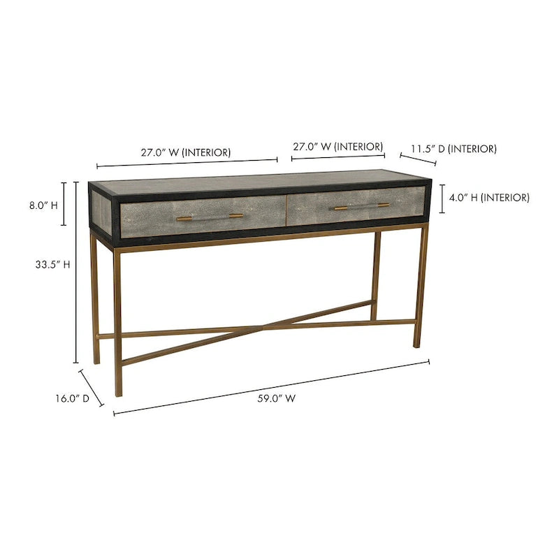 Console Art déco en bois massif et galuchat végétalien