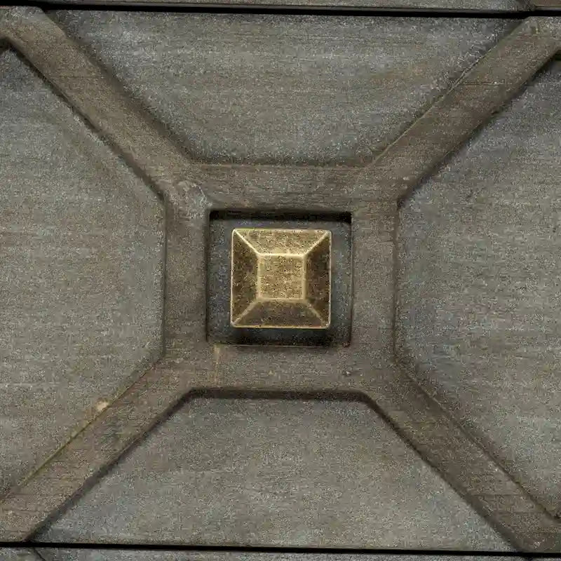 Enfilade à neuf tiroirs en placage de cèdre gris et structure en métal doré